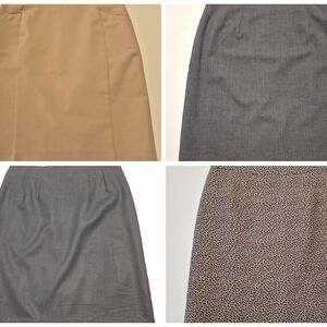 4 Basic H&M Pencil Skirts — Tan, Gray,navy & Leopard Print